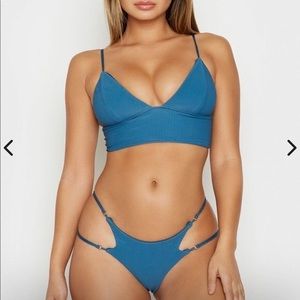 Frankies Bikinis Paige Ribbed Bottom Deep Sea Blue